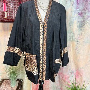 📌Jean Marc Philippe Marvelous Plus Size Two Way Zipper Animal Print Jacket